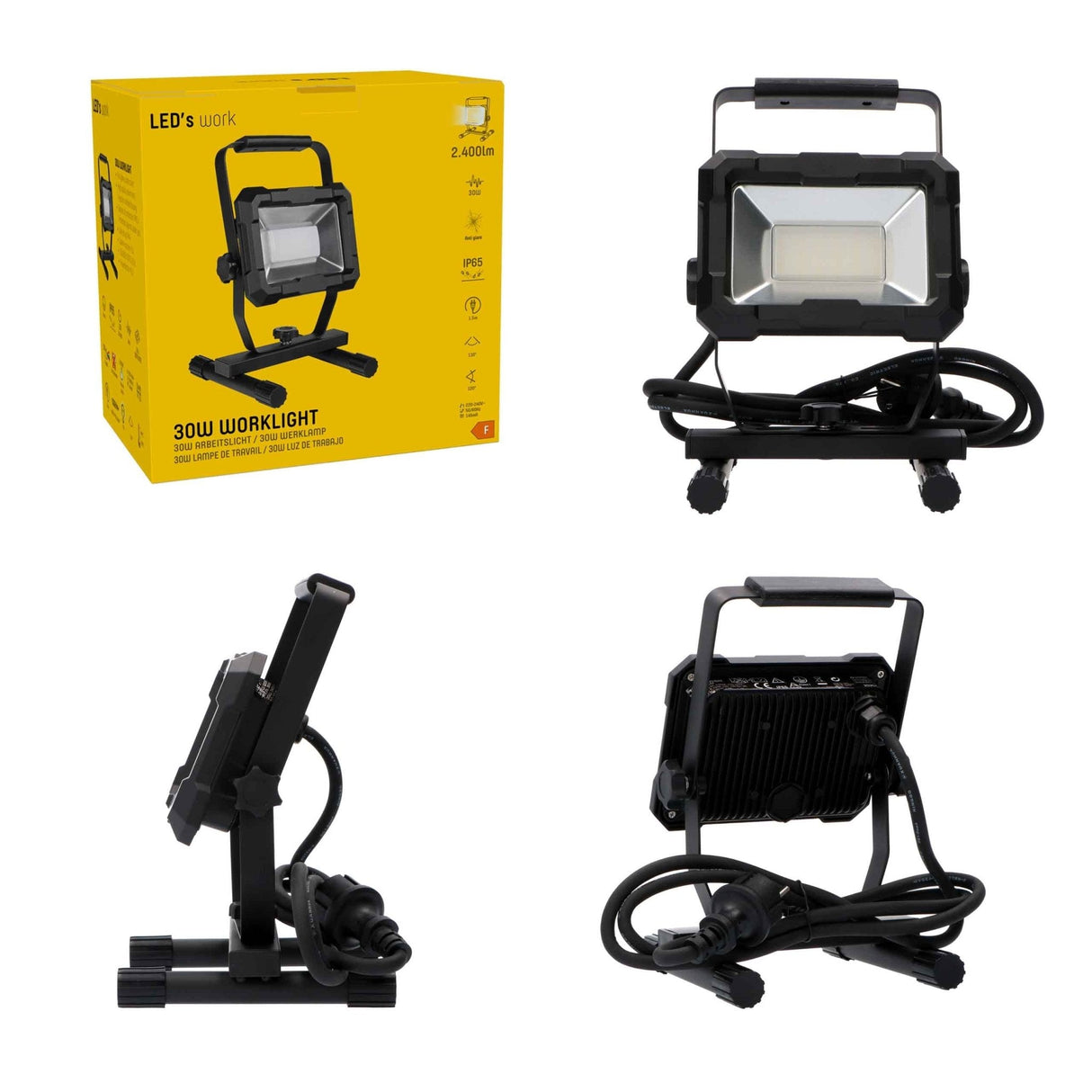 LED's Work Werklamp 2400 - Robuuste behuizing - Extra sterk snoer 150 cm - IP65 waterdicht - 30W