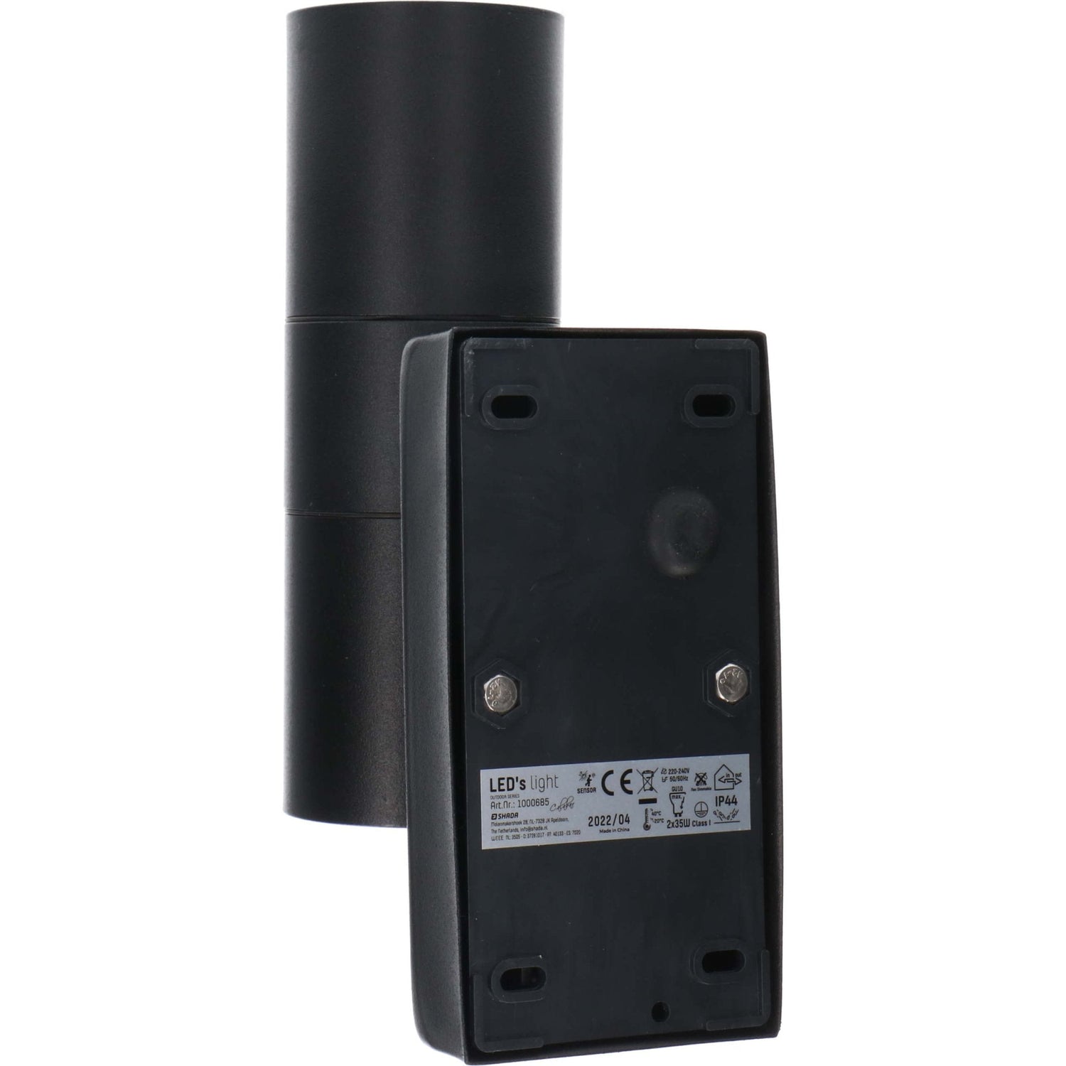 LED's Light RVS LED-Außenleuchte mit Bewegungsmelder - 2 Lichter auf & ab - IP44 - Schwarz