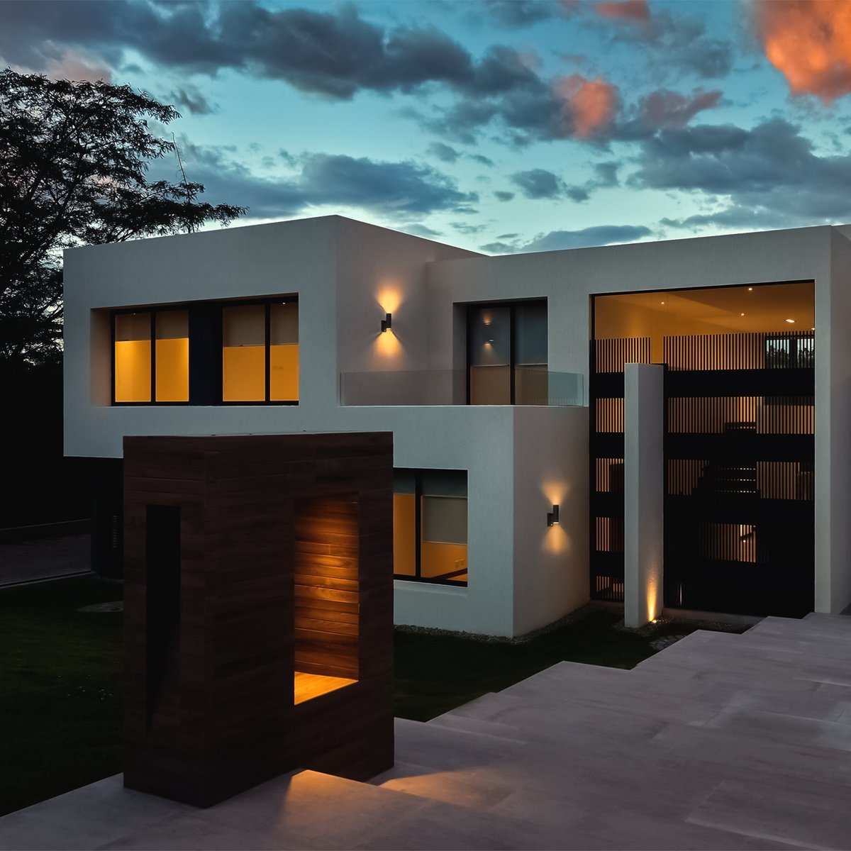 LED's Light RVS LED-Außenleuchte mit Bewegungsmelder - 2 Lichter auf & ab - IP44 - Schwarz
