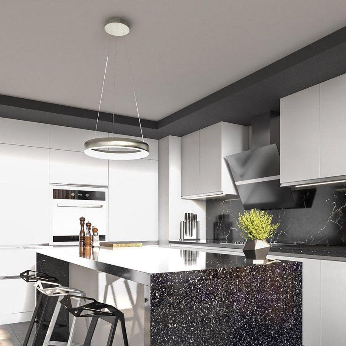 Smart LED Pendant Lamp round 40 cm - Controllable with remote control and app - White & Color - Silver