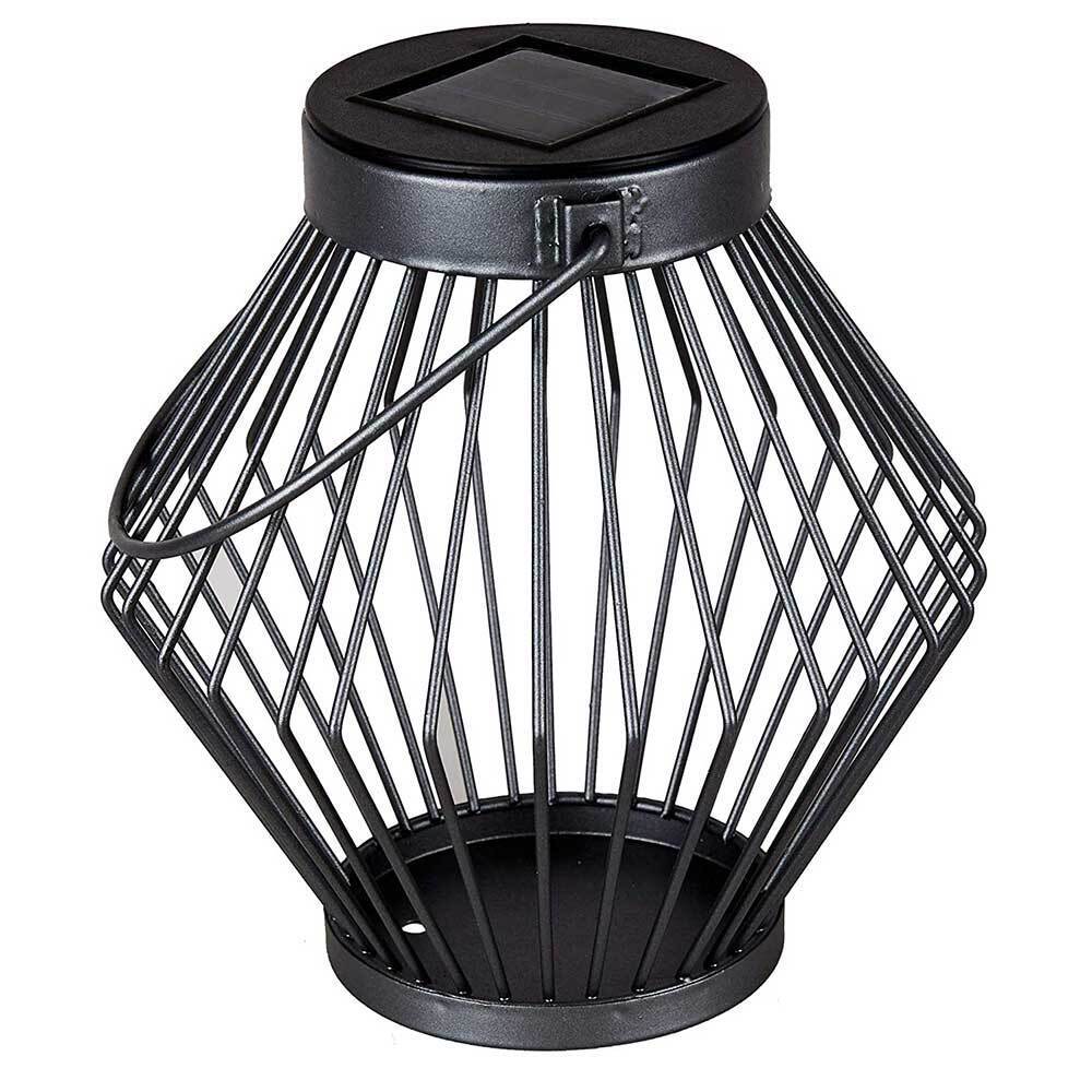 Solar-LED-Laterne aus Rattan, 17 cm – Kabellos, solarbetrieben – Grau