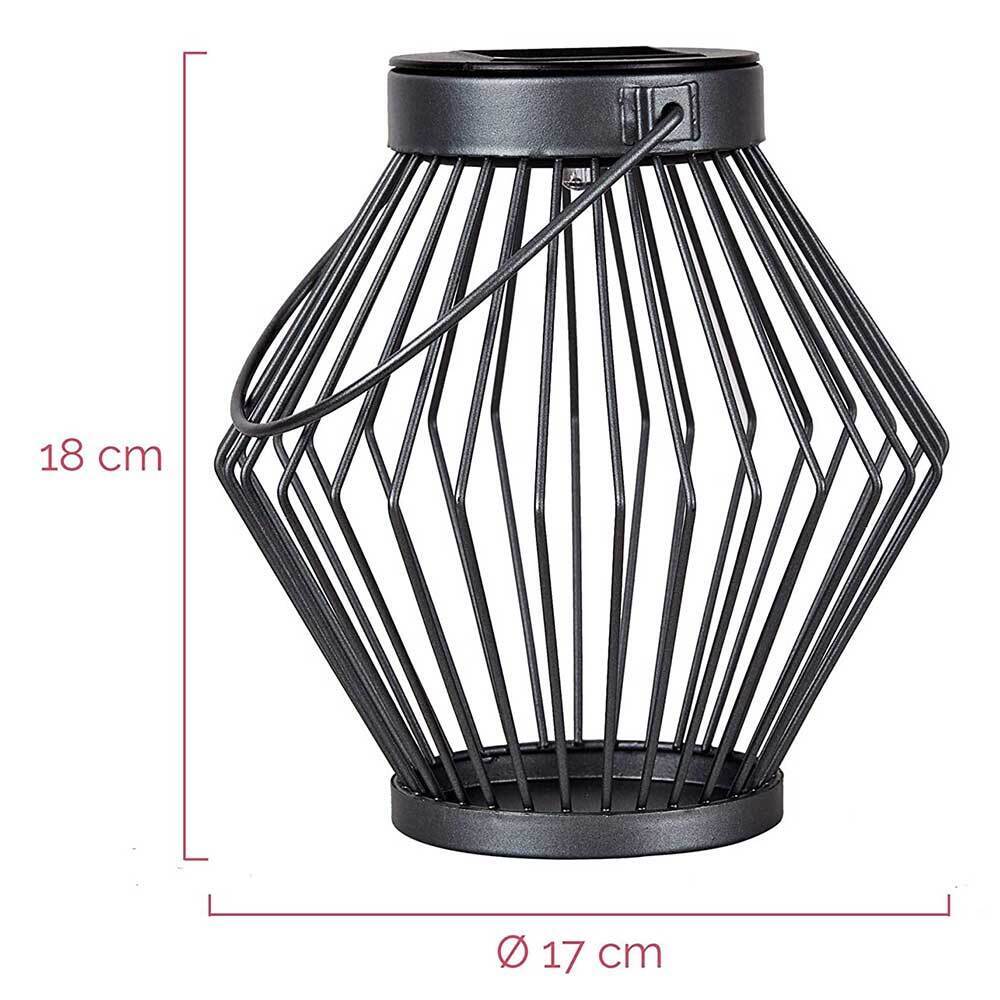 Solar-LED-Laterne aus Rattan, 17 cm – Kabellos, solarbetrieben – Grau