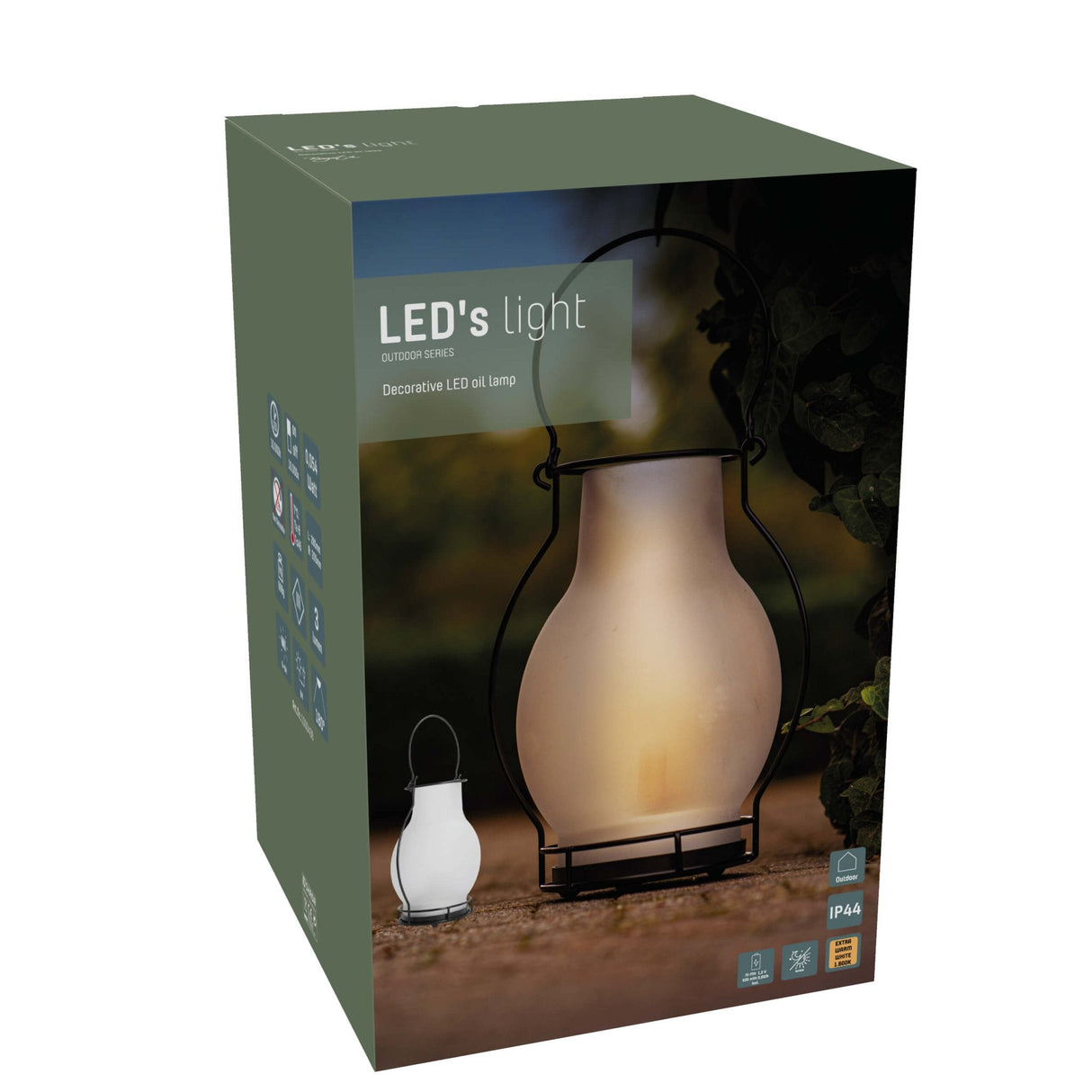 Solar Oil Lamp with Sensor - Automatic On/Off - Wireless - 28 cm