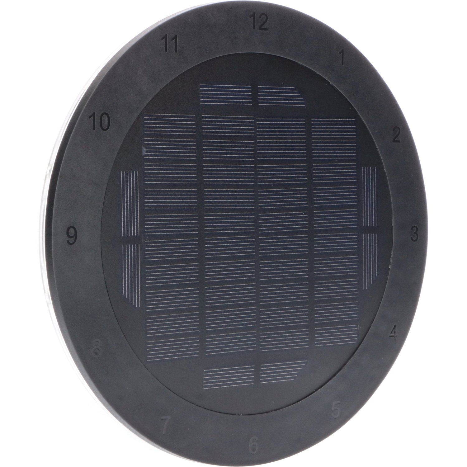 Solar-Wanduhr mit LED-Licht für draußen – Kabellos, solarbetrieben – Automatisches Ein-/Ausschalten – 22 cm