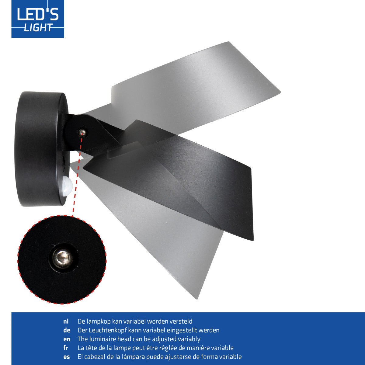 LED Solar Wall Lamp 350 Lumen - Cool White 4000K - IP54 - Motion Sensor - Black