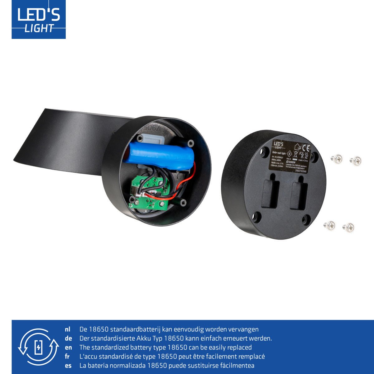 LED Solar Wall Lamp 350 Lumen - Cool White 4000K - IP54 - Motion Sensor - Black