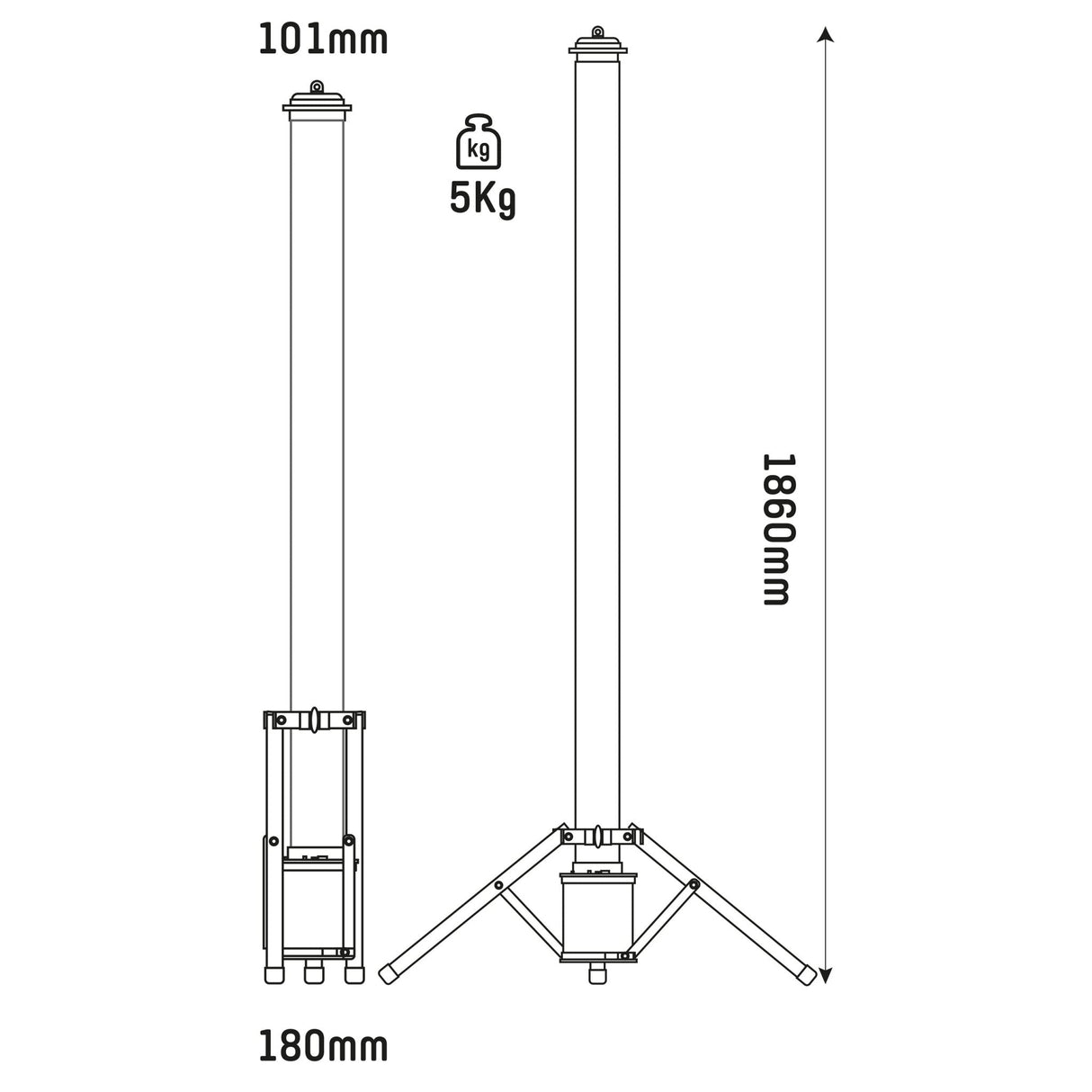 LED's Work Tripod Bouwlamp 12000 - 360 graden rondom licht - Extra stopcontact aansluiting - IP54 waterdicht - 100W