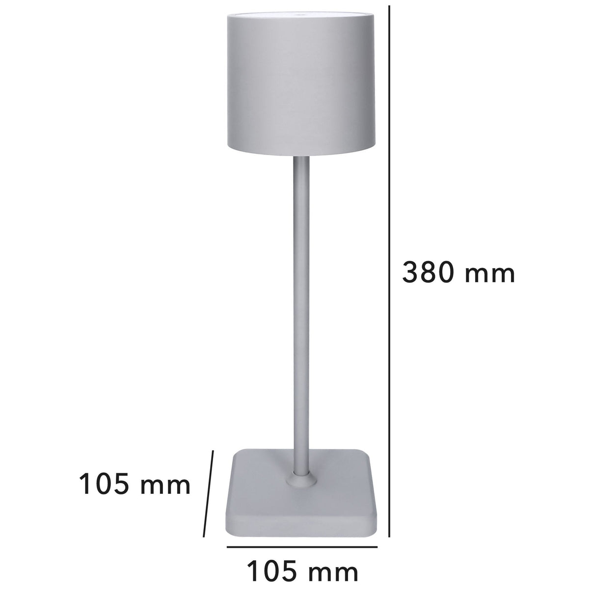 TouchDim wiederaufladbare LED-Tischlampe – Dimmbar durch Berührung – Innen und Außen – Grau