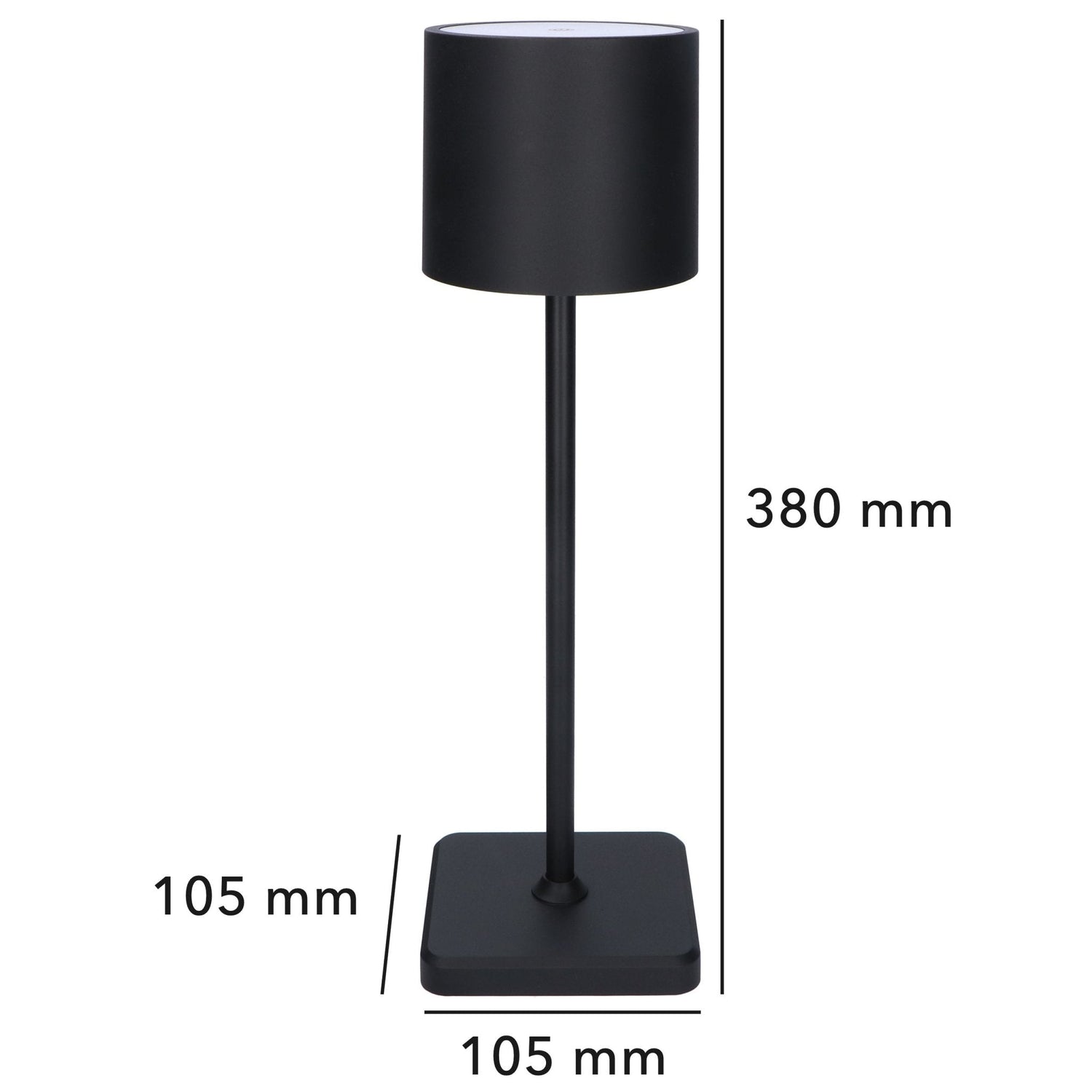 TouchDim wiederaufladbare LED-Tischlampe – Dimmbar durch Berührung – Innen und Außen – Schwarz