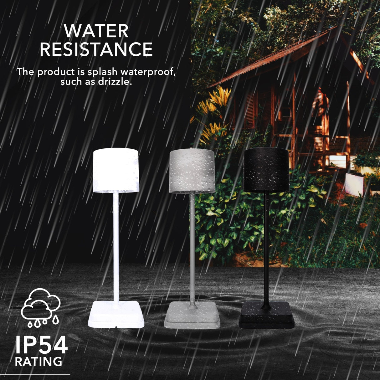 LED Tafellamp 175 lumen - Oplaadbaar - Dimbaar - 3 Lichtkleuren - IP54 - Zwart