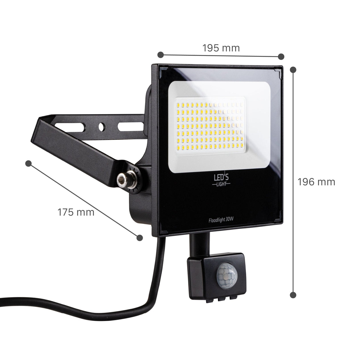 UltraFlood LED Flutlicht 30W mit Bewegungsmelder und Tageslichtsensor - Neigbar - 4800 Lumen - IP65