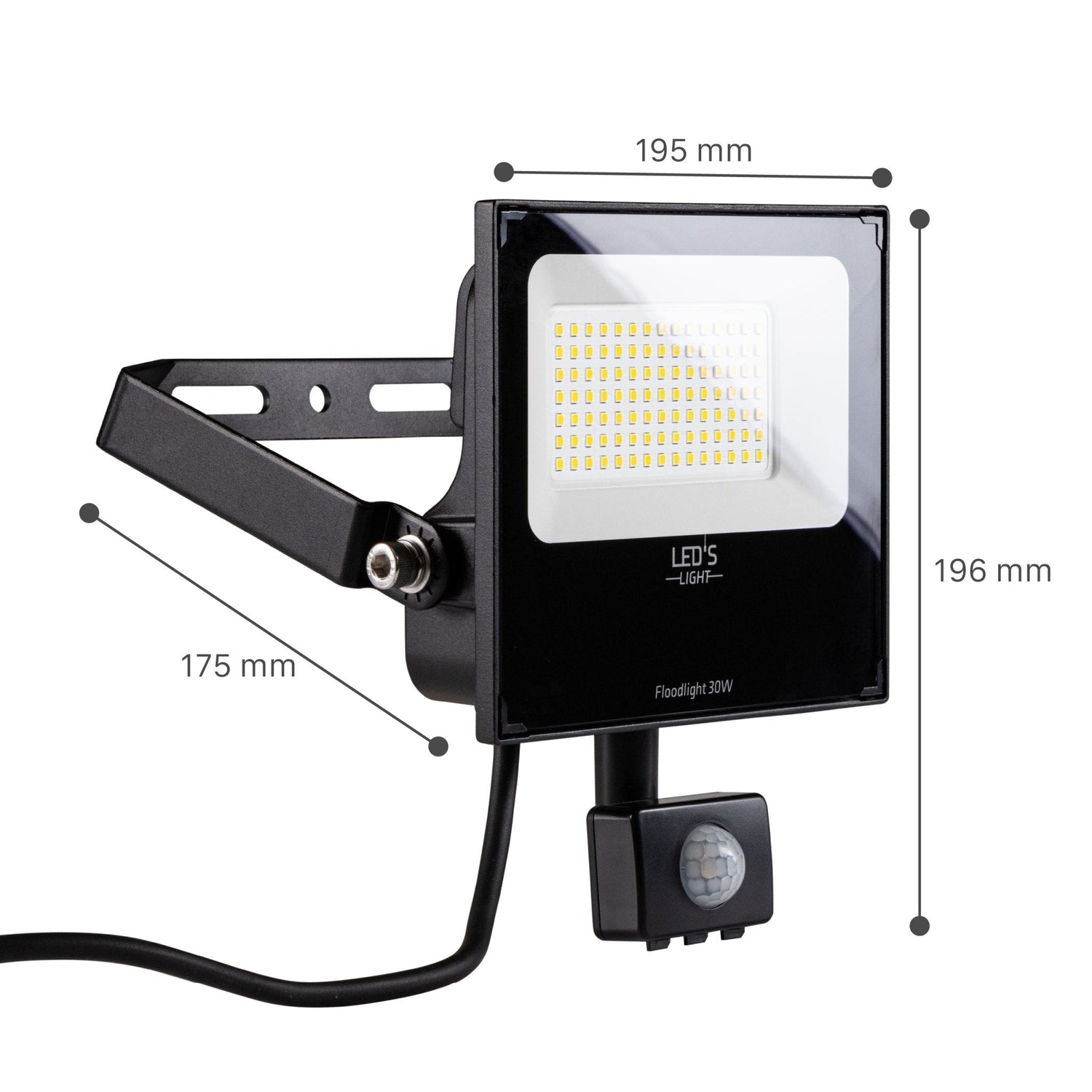 UltraFlood LED Flutlicht 30W mit Bewegungsmelder und Tageslichtsensor - Neigbar - 4800 Lumen - IP65