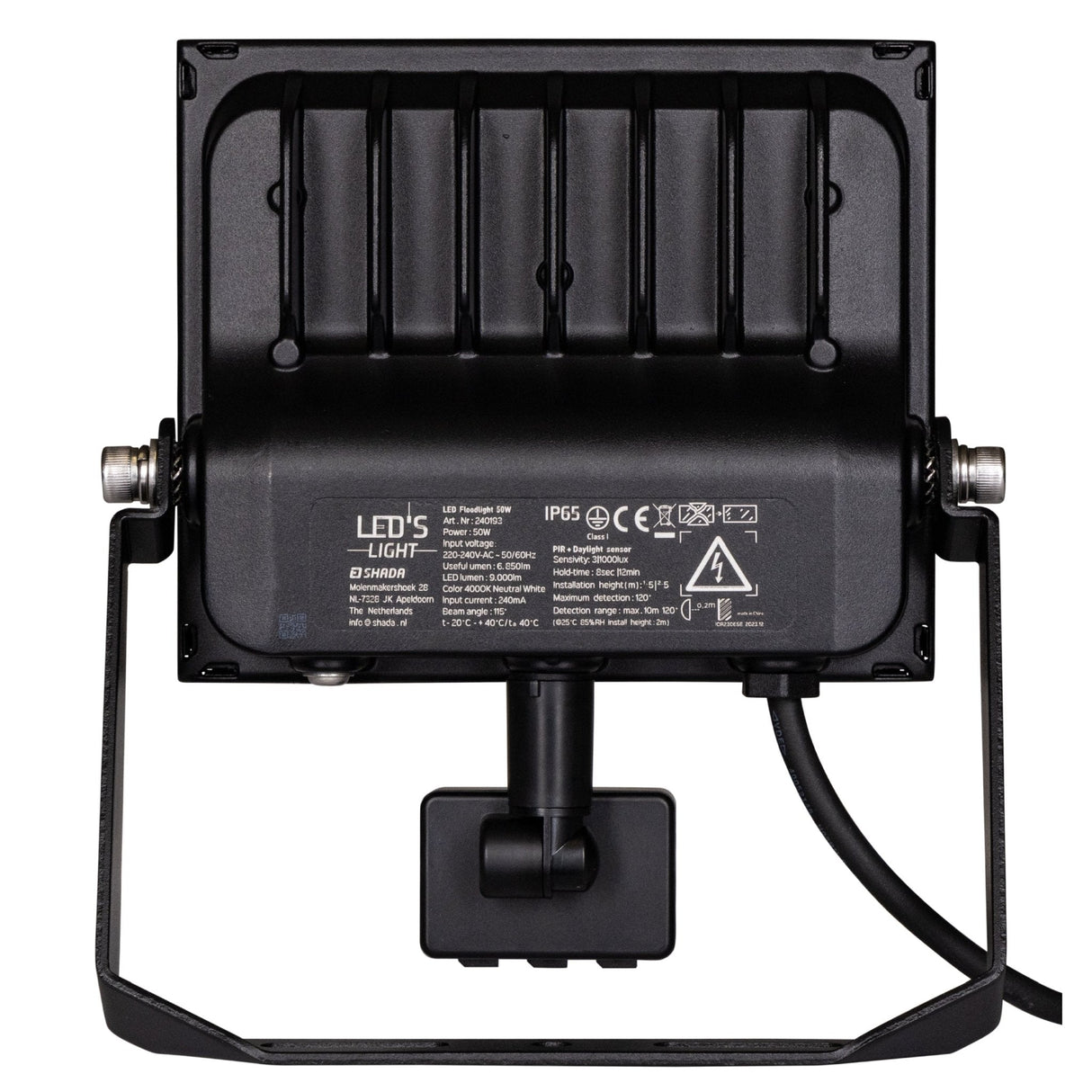 UltraFlood LED Floodlight 50W 4000K with Motion Sensor and Daylight Sensor - Tiltable - 8000 Lumen - IP65