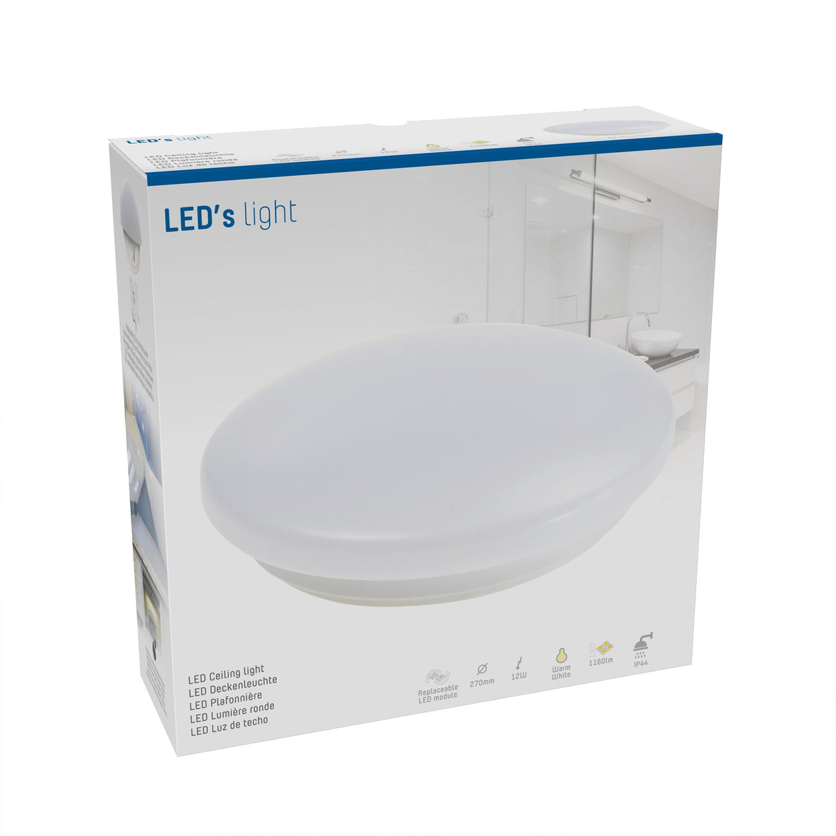 LED's Light Universal Ceiling Lamp 1160 - Ø 27 cm - Warm white (3000K) - Splashproof IP44