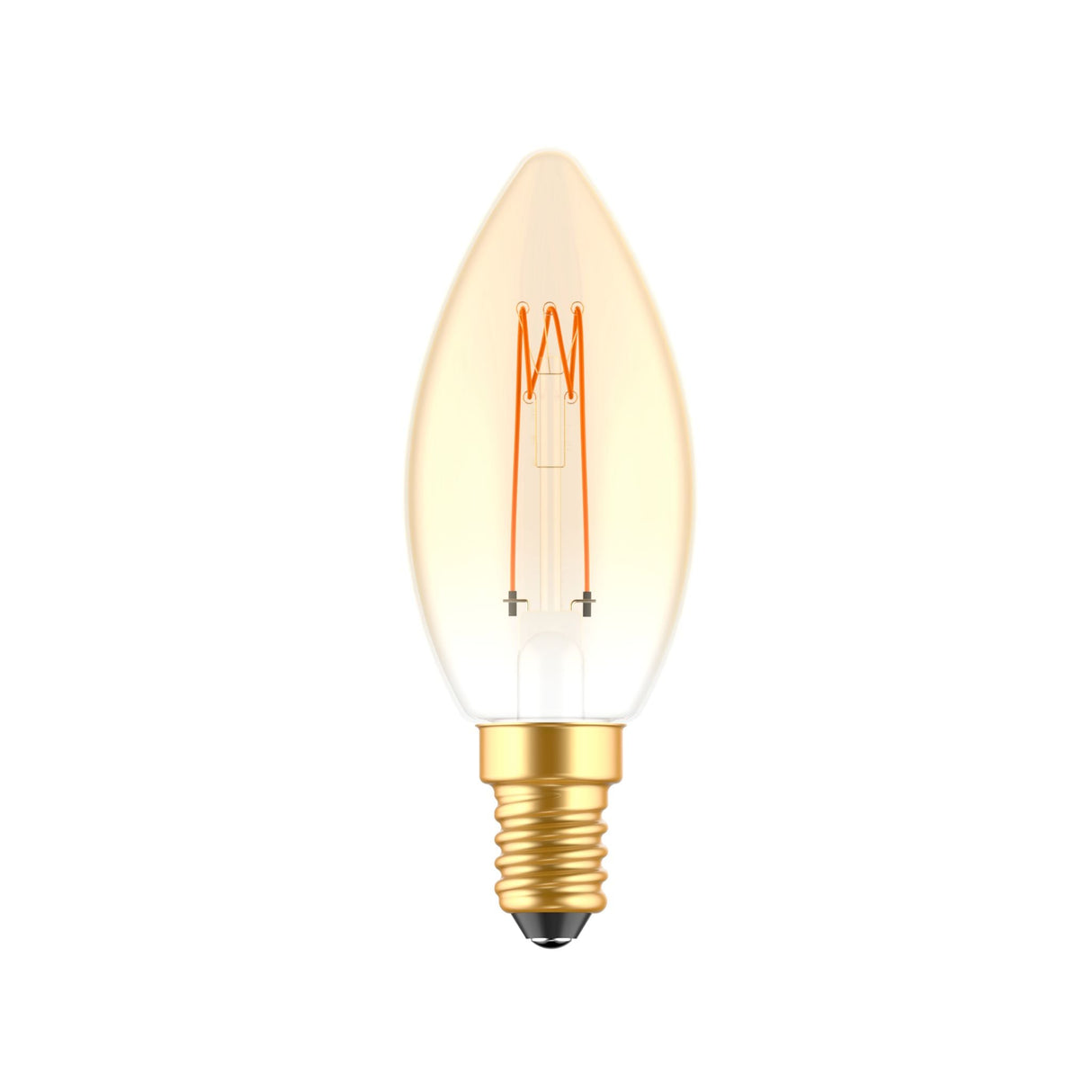 LED-Kerzenlampe E14, dimmbar, Gold 1800K – Glühlampen-Design – Klarglas