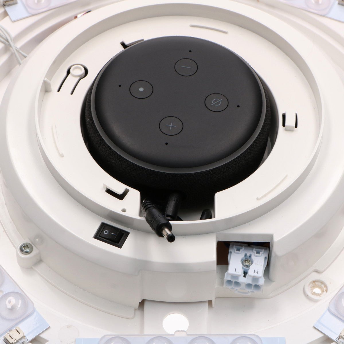 VoiceControl LED Ceiling Light 50 cm with Google Nest & Amazon Echo Dot Holder - Controllable with App