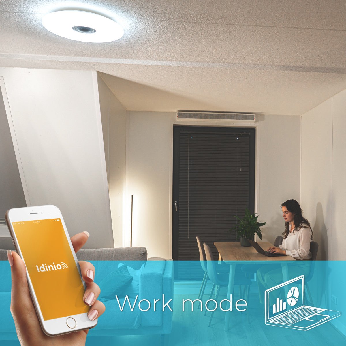 VoiceControl LED Ceiling Light 50 cm with Google Nest & Amazon Echo Dot Holder - Controllable with App