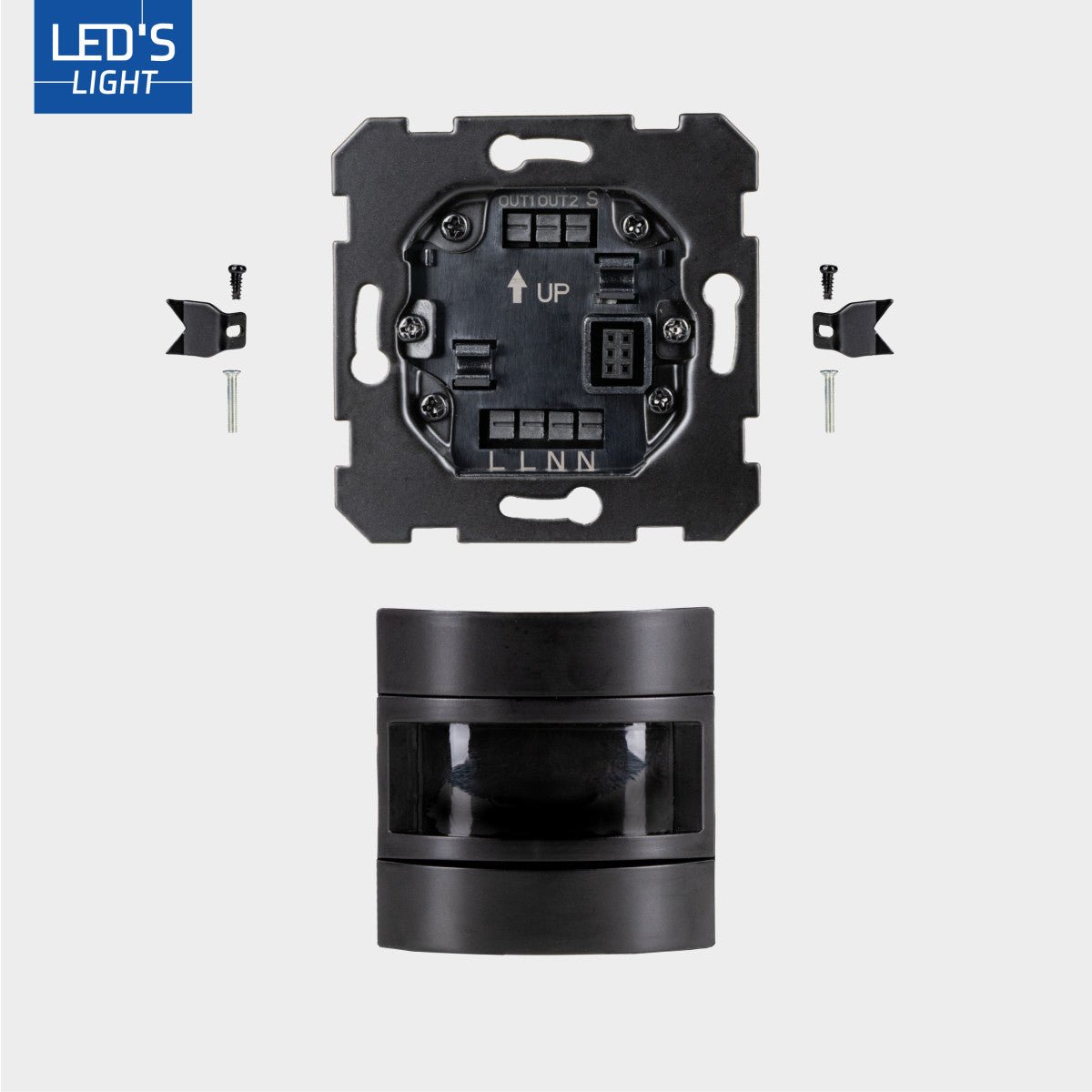 Wall switch with motion sensor - Flush-mounted 55x55mm - 180° detection - Max 500W - Black