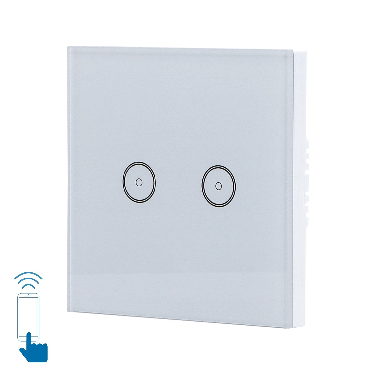 WiFi Smart Switch slimme schakelaar | 2 lichtpunten - inbouw - touch bediening - glas | 230V 10A - LEDPLANET.NL