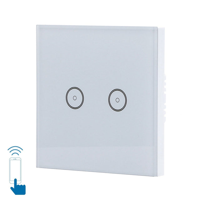 WiFi Smart Switch slimme schakelaar | 2 lichtpunten - inbouw - touch bediening - glas | 230V 10A - LEDPLANET.NL