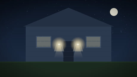 Woning met LED-wandlampen buiten