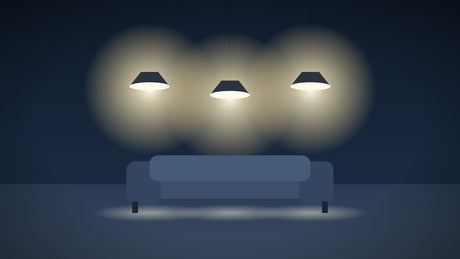 Woonkamer met warmwitte LED-verlichting
