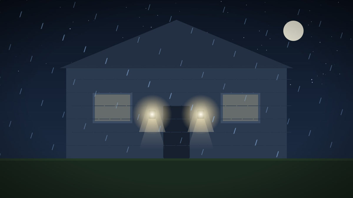 Waterdichte LED-buitenverlichting in de regen