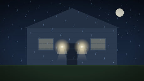 Waterdichte LED-buitenverlichting in de regen