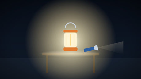 LED-noodlamp bij stroomuitval in een donkere kamer