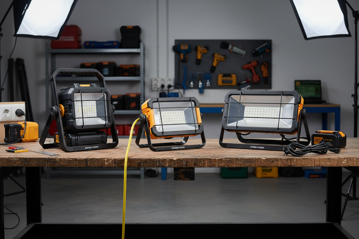 LED bouwlampen kiezen: accu, 230V of hybride?