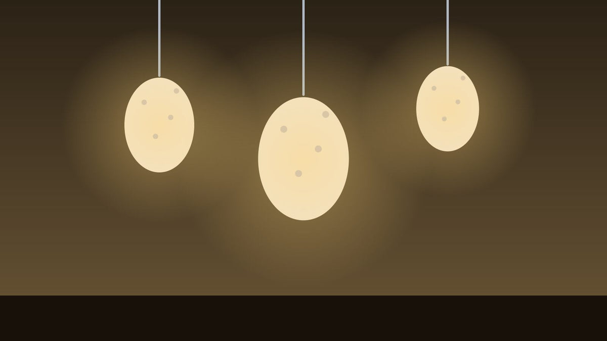 Hanglampen van eierschalen met warm LED-licht