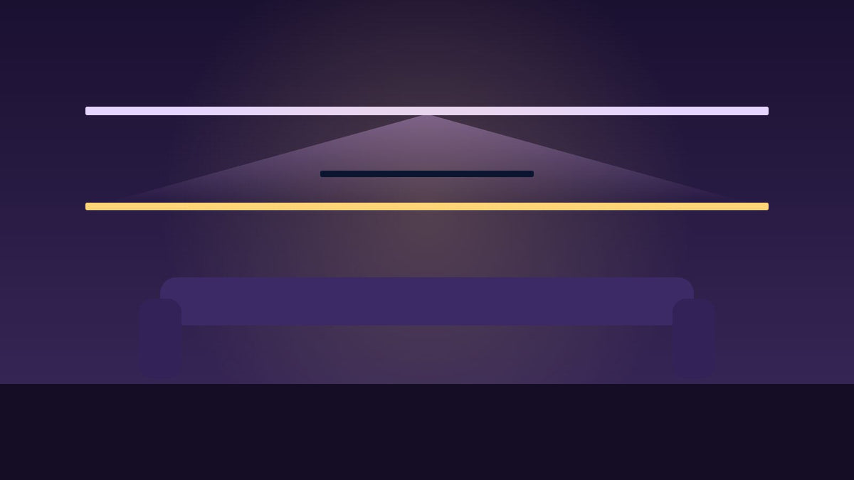 Indirecte LED-verlichting boven en onder een tv-meubel