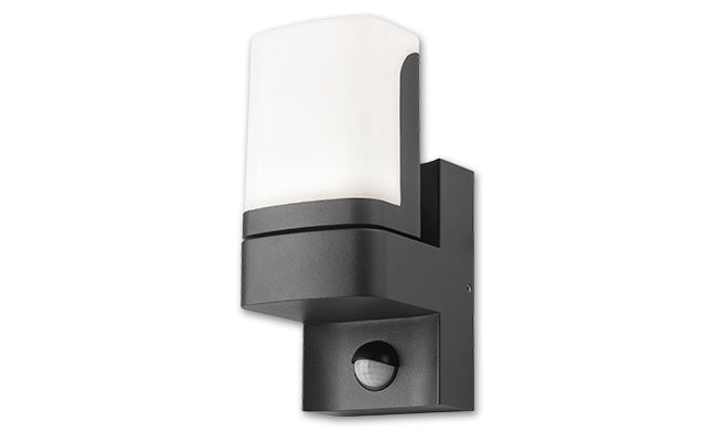 Outdoor lamp Veroni black RAL 9011 + PIR motion sensor | LED 7.5W - 380 Lumen | cool white 4000K | waterproof IP54 