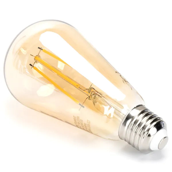 Carbon filament lamp E27 dimmable flame warm white | ST64 LED 6W~600Lm=51W halogen lighting | amber glass - 2200K