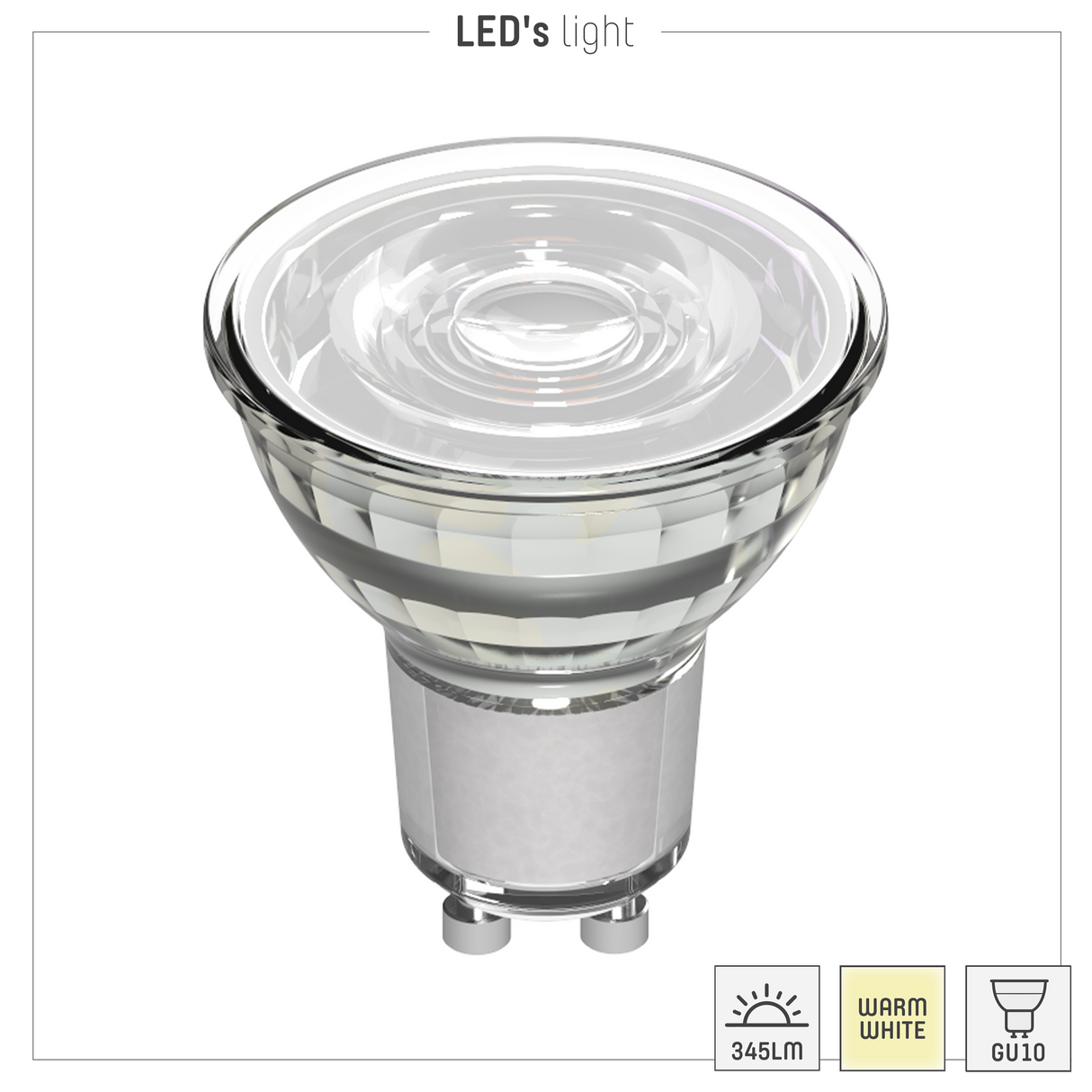 LED Spot GU10 360 lumens - 4W - Warm white 2700K - 36° - MR16 - Clear glass