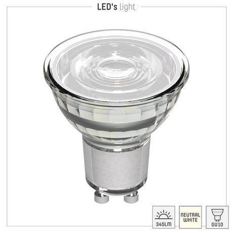 LED Spot GU10 - 345 lumen - Koelwit 4000K - 4W vervangt 50W - 3 Stuks