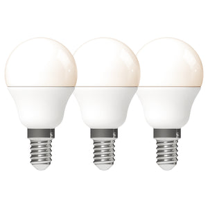 LED-Lampe E14, 470 Lumen, 4,9 W, warmweiß (2700 K), G45-Kugel, opal, 3er-Pack