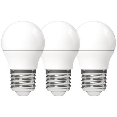 LED-Lampe E27, 470 Lumen, 4,9 W, warmweiß (2700 K), G45-Kugel, opalfarben, 3er-Pack