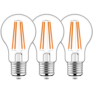 LED-Glühlampe in Birnenform, E27, 806 Lumen, 7 W, Warmweiß (2700 K), Klarglas, 3er-Pack