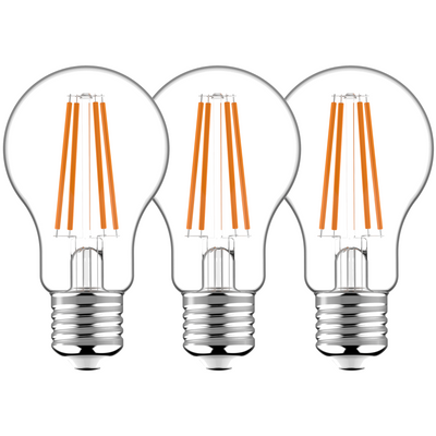 LED-Glühlampe in Birnenform, E27, 806 Lumen, 7 W, Warmweiß (2700 K), Klarglas, 3er-Pack