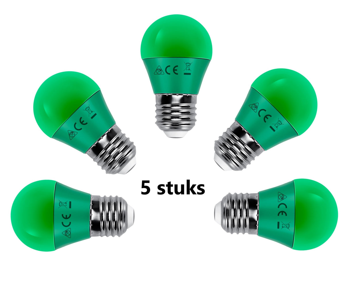 G45 kogellamp 5 stuks | E27 LED lamp 4W=30W gloeilamp | groen licht