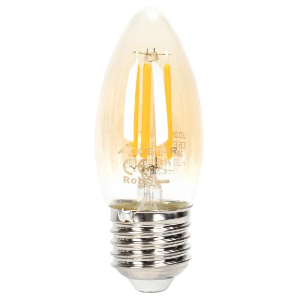 Kaarslamp E27 dimbaar flame warmwit | C35 LED 4W~400Lm=38W halogeen verlichting | amber glas - 2200K