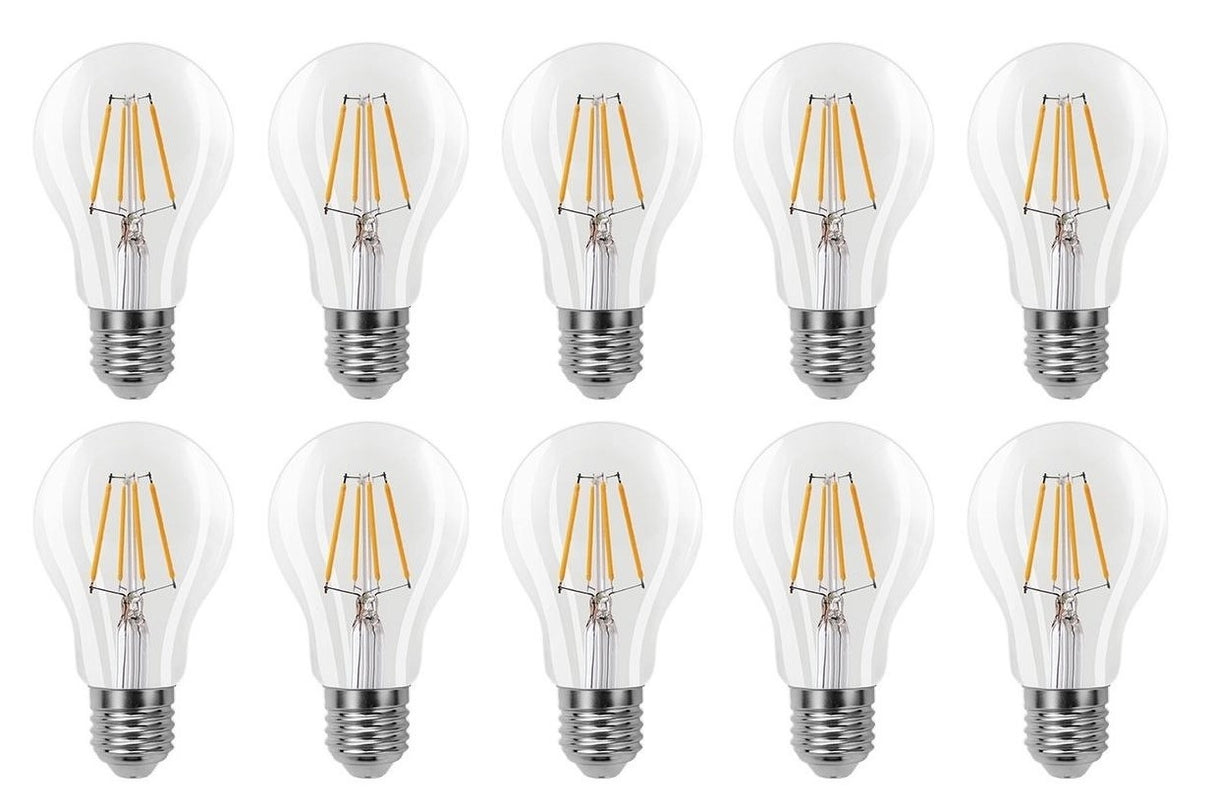 Gloeilamp E27 3-staps-dimbaar 10 stuks | A60 LED 6W=60W halogeen verlichting | helder glas - warmwit filament 2700K