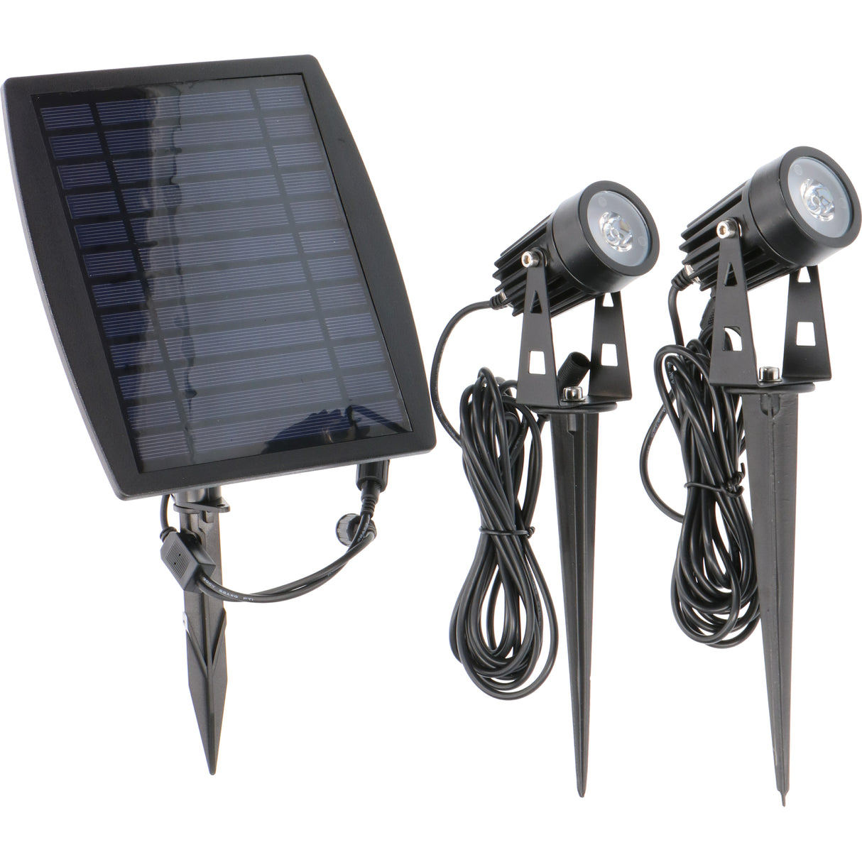 LED Solar Garden Spotlight 140 Lumen - Warm White 3000K - IP65 - Pack of 2 - Solar Panel