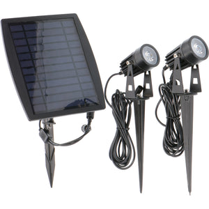 LED-Solar-Gartenstrahler, 140 Lumen – Warmweiß (3000 K) – Schutzart IP65 – 2er-Pack – Solarpanel