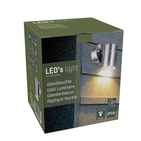 LED Wandlamp buiten - GU10 fitting - RVS zilver - IP44 - Spatwaterdicht - 230V