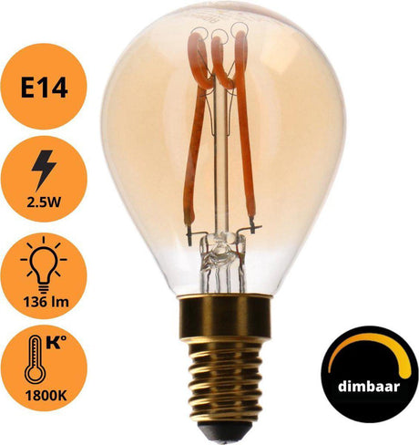 Proventa DECO LED-Glühlampe E14 – Modell XS – Dimmbar – 45 mm – Extra warmweiß