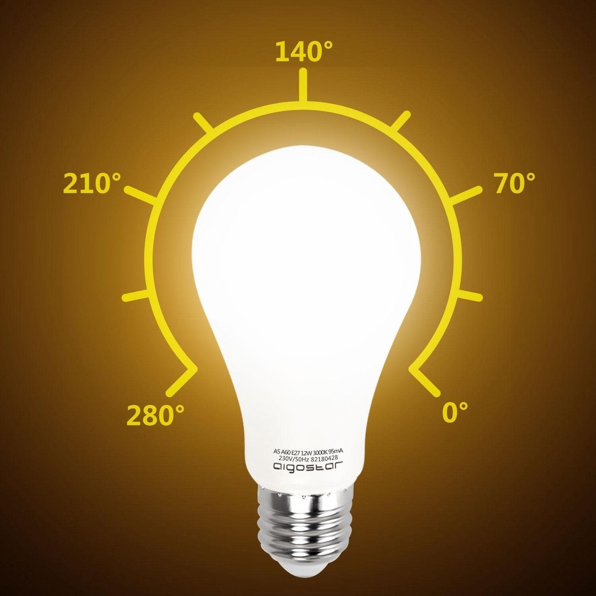 Light bulb E27 5 pieces warm white | LED 12W=100W halogen light | 3000K - 230V