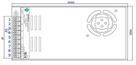 LED driver 12 Volt DC - 29A | 350 Watt + geforceerde koeling | IP20 - binnenshuis