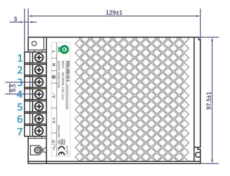 LED driver 12 Volt DC - 8.5A | 100 Watt | IP20 - binnenshuis